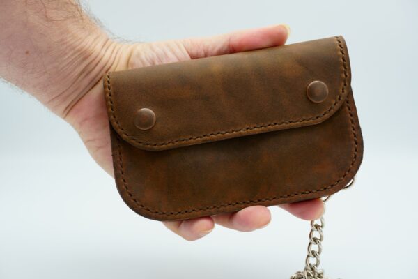 Pocket Sized Biker Wallet, Crazy Horse Leather