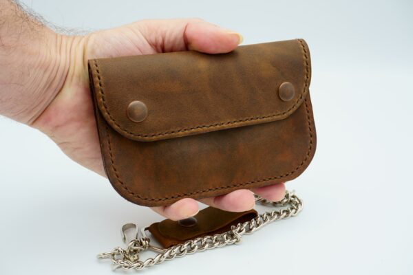 Pocket Sized Biker Wallet, Crazy Horse Leather