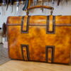 Leather briefcase, shoulder strap handmade hand stitched
