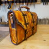Leather briefcase, shoulder strap handmade hand stitched