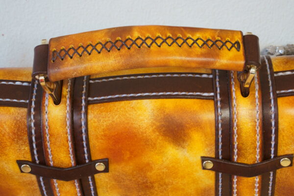 Leather briefcase, shoulder strap handmade hand stitched