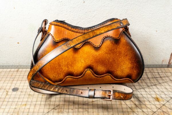 Leather purse handmade Mariposa bag. Hand dyed, hand stitched. Ready to ship.